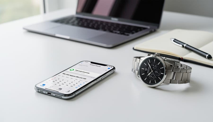 Wristwatch and smartphone placed on a festival seat with blurred stage lighting in the background